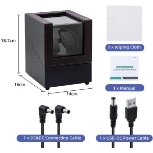 iUni Rotomat na 2 zegarki automatyczne, 2 Programy rotacji, Watch Winder 2, Czarny Carbon - Img 10