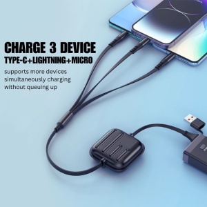 Kabel szybkiego ładowania 5 w 1, chowany, iUni B23, 100 W, szybkie ładowanie, 120 cm, USB-A/USB-C na Micro-USB, Lightning, Type-C, iPhone, Samsung, Huawei, Xiaomi, Airpods, MacBook - Img 7