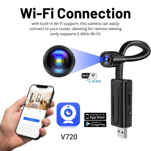 Kamera szpiegowska iUni W720, Wi-Fi, Widok HD, Wykrywanie ruchu, Gniazdo kart microSD - Img 3