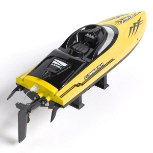 Łódź zdalnie sterowana iUni HJ811, RC Racing Speed Boat Drift, prędkość 25 km/h, 2.4GHz, żółty - Img 2