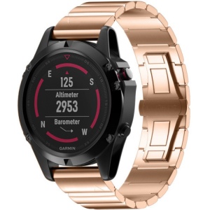 Pasek do zegarka Smartwatch Garmin Fenix 7X / 6X / 5X Plus / 5X / 5X / 3 HR / 3, 26 mm Bransoletka iUni Rose Gold Link ze stali nierdzewnej - Img 3