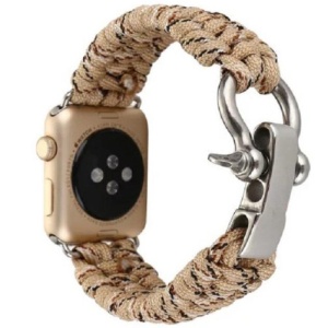 Pasek iUni kompatybilny z Apple Watch Ultra/SE/8/7/6/5/4/3/2/1, 38 mm, elastyczny paracord, wytrzymała nylonowa lina, kremowy - Img 1