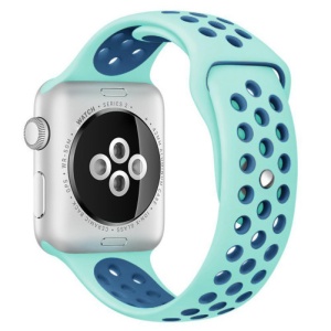 Pasek iUni kompatybilny z Apple Watch Ultra/SE/8/7/6/5/5/4/3/2/1, 40 mm, Silicon Sport, turkusowy/niebieski - Img 1