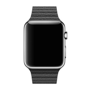 Pasek iUni kompatybilny z Apple Watch Ultra/SE/8/7/6/5/5/4/4/3/2/1, 38 mm, skórzana pętla, skóra, czarny - Img 3