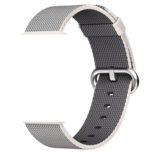 Pasek iUni kompatybilny z Apple Watch Ultra/SE/8/7/6/5/5/4/4/3/2/1, 38 mm, nylonowy, tkany, biały/szary - Img 3