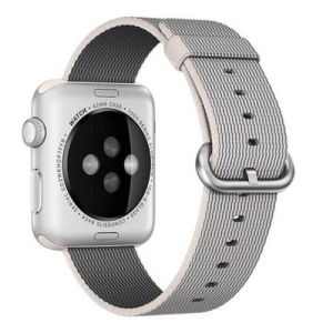 Pasek iUni kompatybilny z Apple Watch Ultra/SE/8/7/6/5/5/4/4/3/2/1, 40 mm, nylonowy, tkany pasek, biały/szary - Img 1