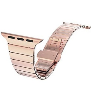 Pasek iUni kompatybilny z Apple Watch Ultra/SE/8/7/6/5/5/4/4/3/2/1, 42 mm, bransoleta z ogniwami, stal nierdzewna, różowe złoto - Img 2