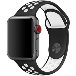 Pasek iUni Watch kompatybilny z Apple Watch Ultra/SE/8/7/6/5/5/4/4/3/2/1, 38 mm, Silicon Sport, Czarny/Alb - Img 3
