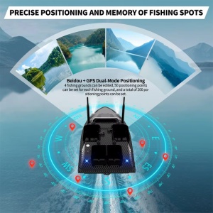 PONOWNIE ZAPLOMBOWANY – Łódź zanętowa iUni V803 PRO, GPS, sonar do wykrywania ryb, 5200 mAh, 4 zbiorniki, 3 kg, 500 m, 15 km/h - Img 7