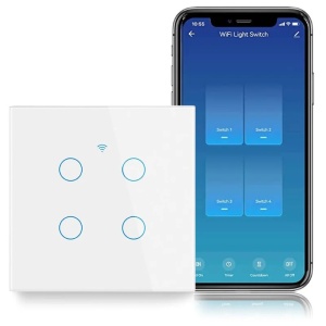 Inteligentny przełącznik dotykowy, WiFi, WiFi, Bezpieczne szkło, iUni 4G, 10A, Sterowanie głosowe, Smart Life / Tuya, LED - Img 2