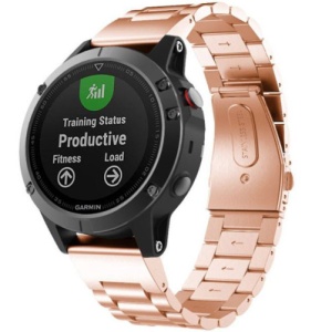 iUni kompatybilny z Garmin Fenix 7 / 6 / 5 Plus / 5, 22 mm, stalowy pasek w kolorze różowego złota - Img 3