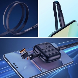 Kabel szybkiego ładowania 5 w 1, chowany, iUni B23, 100 W, szybkie ładowanie, 120 cm, USB-A/USB-C na Micro-USB, Lightning, Type-C, iPhone, Samsung, Huawei, Xiaomi, Airpods, MacBook - Img 8