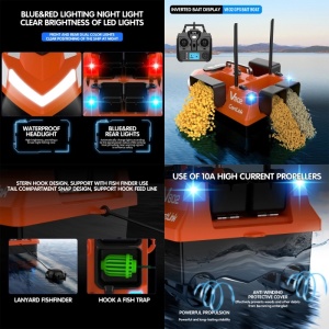 Łódka Zanętowa iUni V802 PRO, GPS, 2 Akumulatory 12000mAh, 4 Pojemnikami, Pojemność 3kg, 500m, 15km/h, Zdalne sterowanie 2.4GHz - Img 10