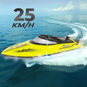 Łódź zdalnie sterowana iUni HJ811, RC Racing Speed Boat Drift, prędkość 25 km/h, 2.4GHz, żółty - Img 3