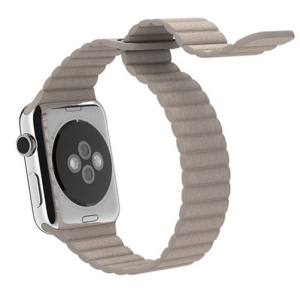 Pasek do zegarka iUni kompatybilny z Apple Watch Ultra/SE/8/7/6/5/5/4/4/3/2/1, 42 mm, skórzana pętla, skóra, khaki - Img 2