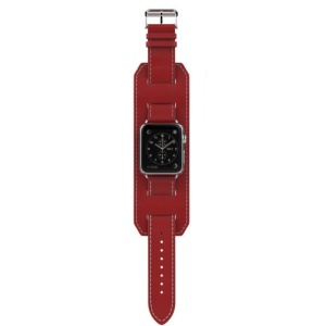 Pasek iUni kompatybilny z Apple Watch Ultra/SE/8/7/6/5/4/3/2/1, 40 mm, mankiet 4 w 1, skórzany, czerwony - Img 2