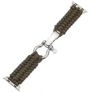 Pasek iUni kompatybilny z Apple Watch Ultra/SE/8/7/6/5/4/3/2/1, 40 mm, elastyczny paracord, wytrzymała nylonowa lina, zielony - Img 2