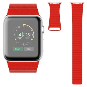 Pasek iUni kompatybilny z Apple Watch Ultra/SE/8/7/6/5/4/3/2/1, 44 mm, skórzana pętla, skóra, czerwony - Img 7