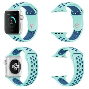 Pasek iUni kompatybilny z Apple Watch Ultra/SE/8/7/6/5/5/4/3/2/1, 40 mm, Silicon Sport, turkusowy/niebieski - Img 3