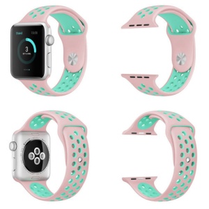 Pasek iUni kompatybilny z Apple Watch Ultra/SE/8/7/6/5/5/4/3/2/1, 44 mm, Silicon Sport, różowy/niebieski - Img 3