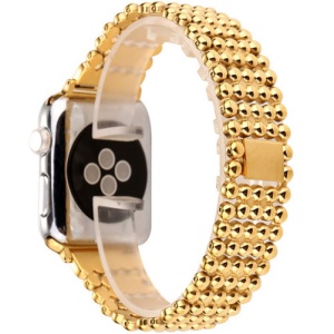 Pasek iUni kompatybilny z Apple Watch Ultra/SE/8/7/6/5/5/4/4/3/2/1, 38 mm, luksusowy, stal nierdzewna, złoty - Img 1