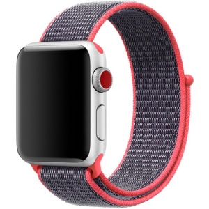 Pasek iUni kompatybilny z Apple Watch Ultra/SE/8/7/6/5/5/4/4/3/2/1, 38 mm, nylonowy sportowy, tkany pasek, fioletowy/elektryczny różowy - Img 1
