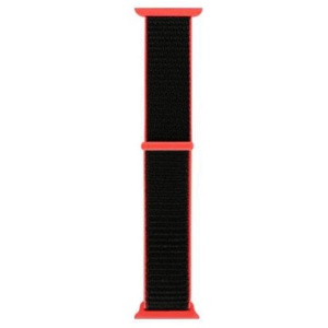 Pasek iUni kompatybilny z Apple Watch Ultra/SE/8/7/6/5/5/4/4/3/2/1, 38 mm, nylonowy sportowy, tkany pasek, czarny/czerwony - Img 1