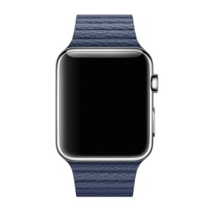 Pasek iUni kompatybilny z Apple Watch Ultra/SE/8/7/6/5/5/4/4/3/2/1, 42 mm, skórzana pętla, skórzany, Midnight Blue - Img 3