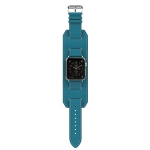 Pasek iUni kompatybilny z Apple Watch Ultra/SE/8/7/6/5/5/4/4/3/2/1, 42 mm, mankiet, skóra, niebieski - Img 2