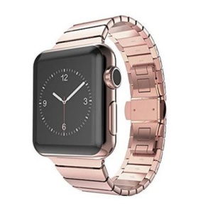 Pasek iUni kompatybilny z Apple Watch Ultra/SE/8/7/6/5/5/4/4/3/2/1, 42 mm, bransoleta z ogniwami, stal nierdzewna, różowe złoto - Img 3