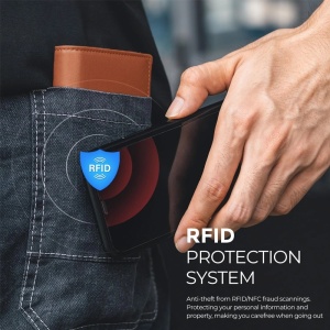 Portfel iUni P2 RFID, 10 przegródek na karty, czekoladowy brąz - Img 6
