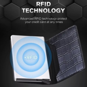 Portfel RFID iUni P1, 8 kart, czarny nadruk krokodyla - Img 8
