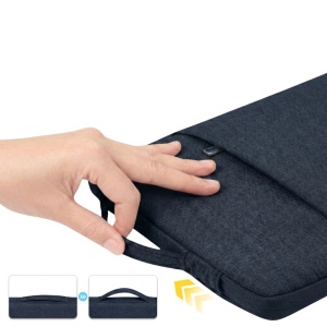 Torba na laptop 13"-14" iUni z wodoodpornego materiału tekstylnego, odporna na zarysowania i wstrząsy, z kieszenią zewnętrzną, granatowa - Img 7