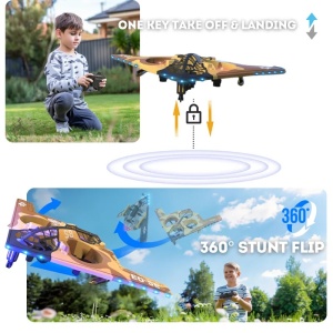 iUni E0-26 Stealth Bomber Plane, Stealth Bomber Plane, 360° Aerobatics, Gyro, Impact Resistant, LED Lights - Img 3