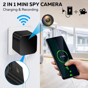 Ładowarka USB z kamerą szpiegowską iUni IP90, 16GB, Wi-Fi, Full HD, noktowizor, czujnik ruchu - Img 2