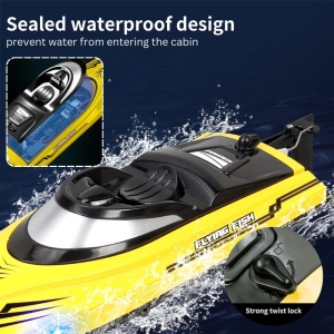 Łódź zdalnie sterowana iUni HJ811, RC Racing Speed Boat Drift, prędkość 25 km/h, 2.4GHz, żółty - Img 4