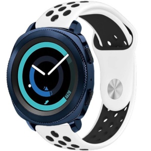 Pasek do zegarka Smartwatch Samsung Galaxy Watch 4, Watch 4 Classic, Gear S2, iUni 20 mm Silicon Sport Biało-czarny - Img 1