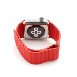 Pasek iUni kompatybilny z Apple Watch Ultra/SE/8/7/6/5/4/3/2/1, 40 mm, skórzana pętla, skóra, czerwony - Img 9