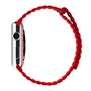 Pasek iUni kompatybilny z Apple Watch Ultra/SE/8/7/6/5/4/3/2/1, 40 mm, skórzana pętla, skóra, czerwony - Img 5