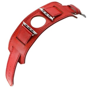 Pasek iUni kompatybilny z Apple Watch Ultra/SE/8/7/6/5/4/3/2/1, 40 mm, mankiet 4 w 1, skórzany, czerwony - Img 3