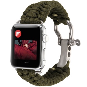 Pasek iUni kompatybilny z Apple Watch Ultra/SE/8/7/6/5/4/3/2/1, 40 mm, elastyczny paracord, wytrzymała nylonowa lina, zielony - Img 3