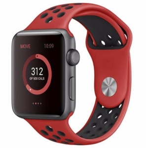 Pasek iUni kompatybilny z Apple Watch Ultra/SE/8/7/6/5/5/4/3/2/1, 38 mm, Silicon Sport, czerwony/czarny - Img 2