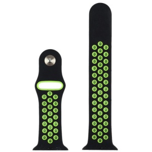 Pasek iUni kompatybilny z Apple Watch Ultra/SE/8/7/6/5/5/4/3/2/1, 38 mm, Silicon Sport, czarny/zielony - Img 2
