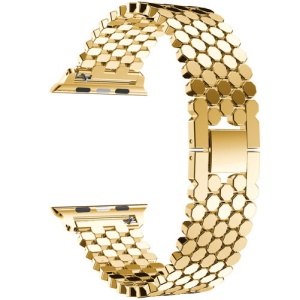 Pasek iUni kompatybilny z Apple Watch Ultra/SE/8/7/6/5/5/4/3/2/1, 40 mm, biżuteria, stal nierdzewna, złoty - Img 2