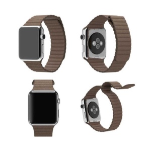 Pasek iUni kompatybilny z Apple Watch Ultra/SE/8/7/6/5/5/4/4/3/2/1, 38 mm, skórzana pętla, skóra, brązowy - Img 4