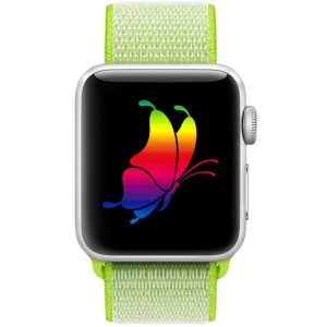 Pasek iUni kompatybilny z Apple Watch Ultra/SE/8/7/6/5/5/4/4/3/2/1, 44 mm, nylonowy sportowy, tkany pasek, elektryczny zielony - Img 3