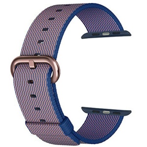 Pasek iUni kompatybilny z Apple Watch Ultra/SE/8/7/6/5/5/4/4/3/2/1, 44 mm, nylonowy, tkany pasek, fioletowy elektryczny - Img 2
