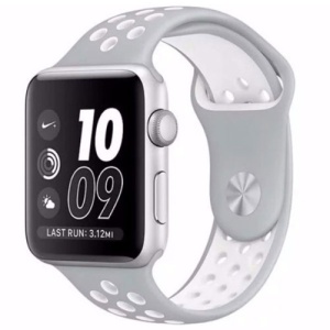 Pasek iUni Watch kompatybilny z Apple Watch Ultra/SE/8/7/6/5/5/4/4/3/2/1, 38 mm, Silicon Sport, Srebrny/Alb Srebrny - Img 2