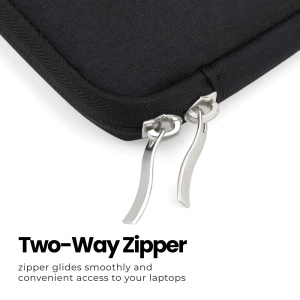 Torba na laptop 13"-14" iUni z wodoodpornego materiału tekstylnego, odporna na zarysowania i wstrząsy, z kieszenią zewnętrzną, czarna - Img 6