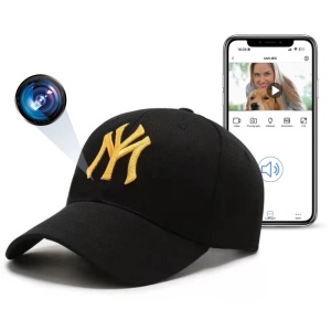 Ukryta kamera szpiegowska w czapce z daszkiem iUni H15, Wi-Fi, Full HD, Gniazdo na kartę microSD, Czarno-Złota - Img 9